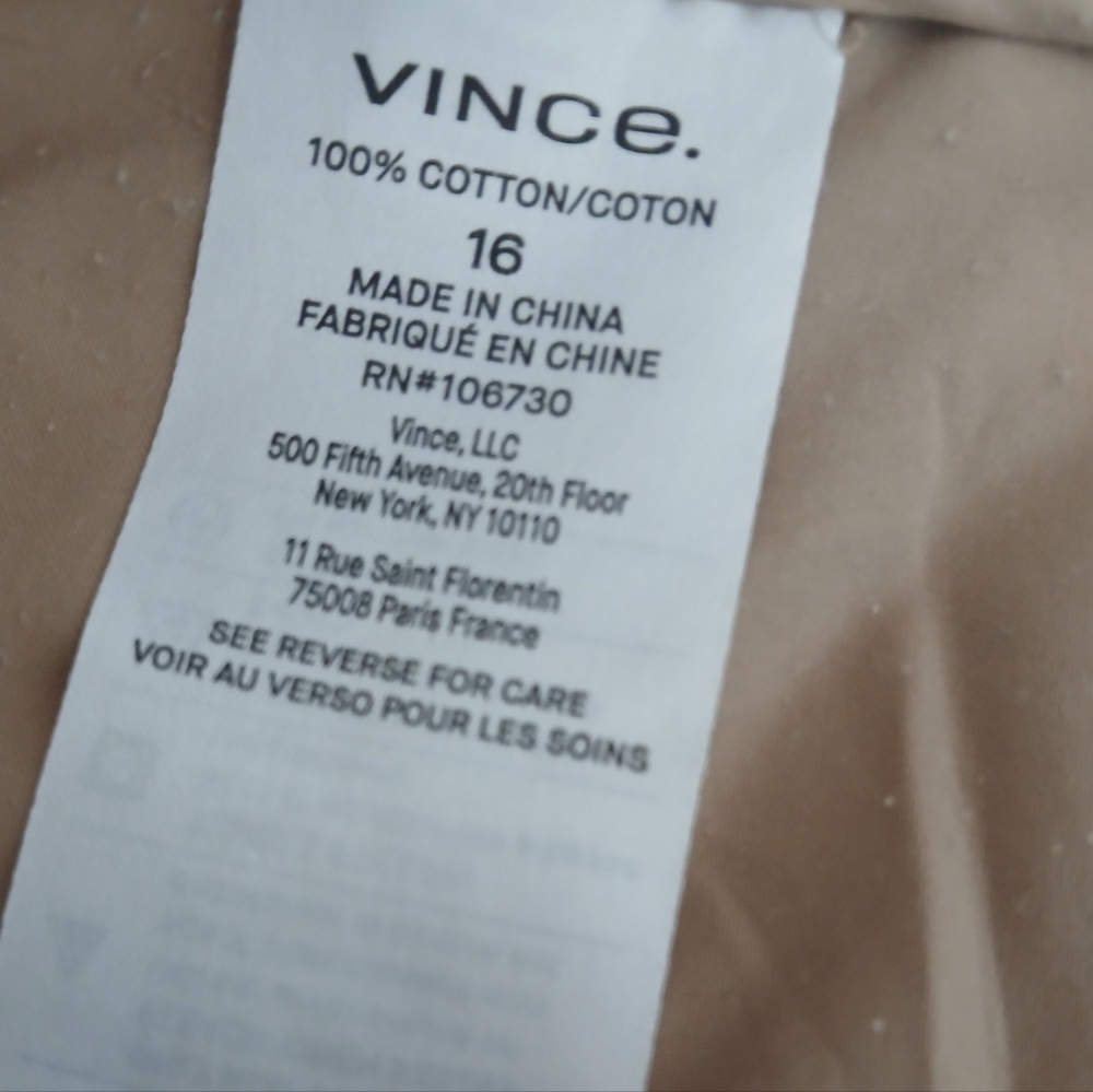 Vince Crisp White 100% Cotton Straight Leg Mid Rise Chino Pants Size 16 - Picture 8 of 10